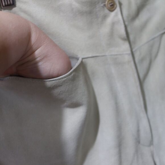 Armani Collezioni Vintage 90s Tan Calf Leather Pants – Designer Size 10 - Picture 3 of 16